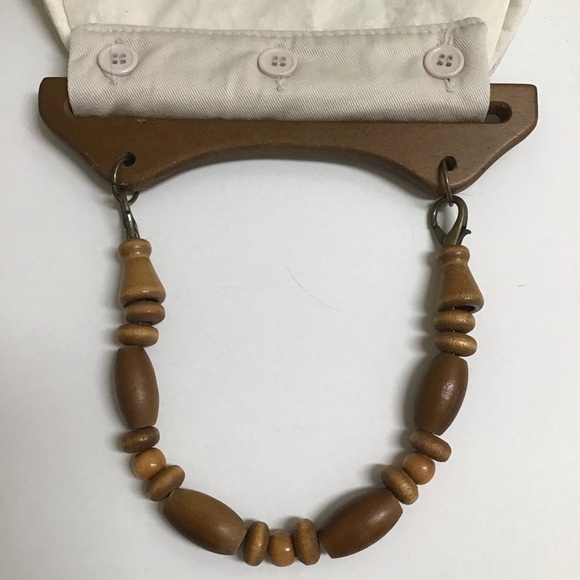 Philippines Purse Wood Bead Handles 100% Cotton Fabric Summer Bag Boho Vintage - Picture 12 of 16
